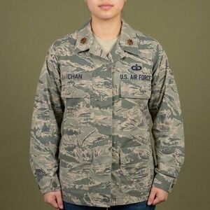 US Air Force DSCP ABU Camo Military Shirt Jacket Womens 4R Tiger Stripe EUC